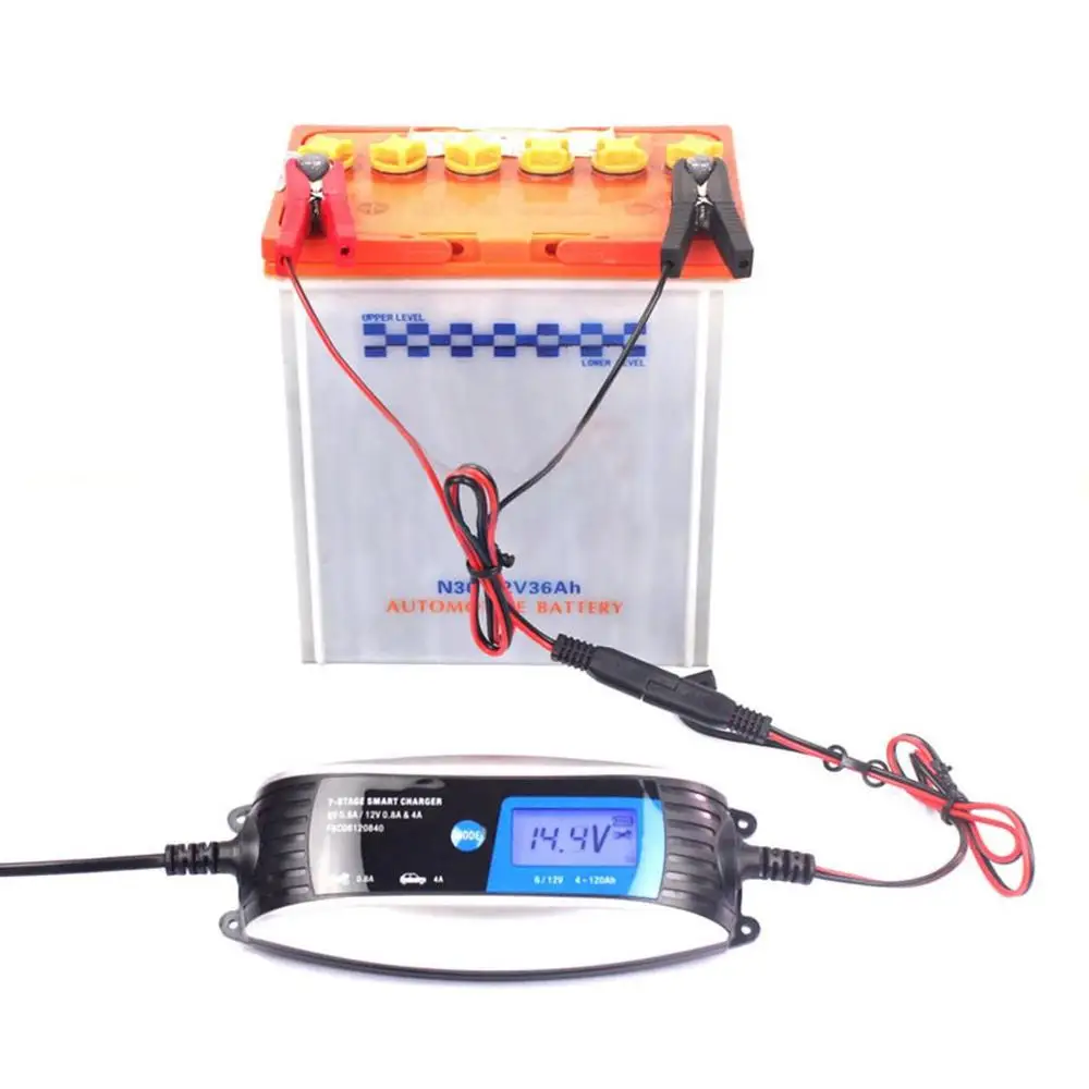 

6V 12V 0.8A 4A Motorcycle Car Battery Charger Lead Acid 7-Stage Smart Waterproof Charger Automatic Charging