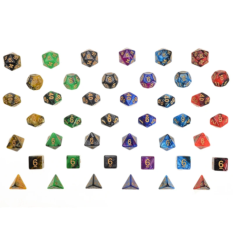 42Pcs Mixed Color Dice Polyhedral Dices For Dungeons & Dragons DND RPG Game Funny Dice Set with 6 Bags