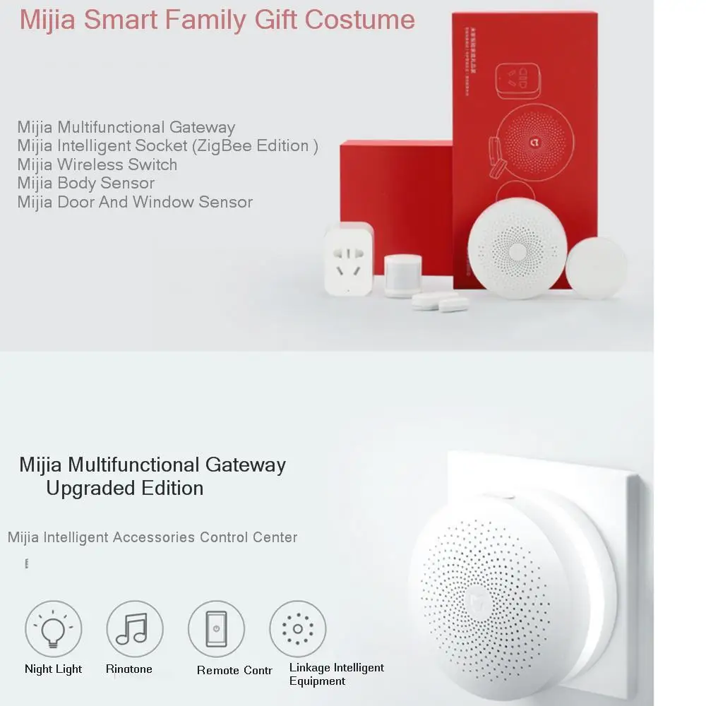  Original Xiaomi Mijia Gift Box Smart Home Kit Gateway Door Window Sensor Human Body Sensor Wireless