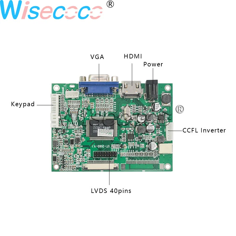 Wisecoco 10,1 дюймов 1280*720 ips 750 нит 16:9 ЖК-дисплей с LVDS 40 контактов VGA HDMI плата контроллера для внутри автомобиля