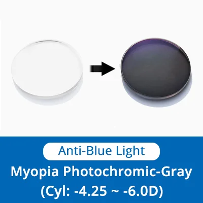 Myop Cyl 4.25-6 Blue 1,56 1,61 1,67 анти синие фотохромные солнцезащитные очки оптические линзы по рецепту серый коричневый Хамелеон близорукость дальнозоркость очки - Цвет линз: Myop Cyl 4.25-6 Blue