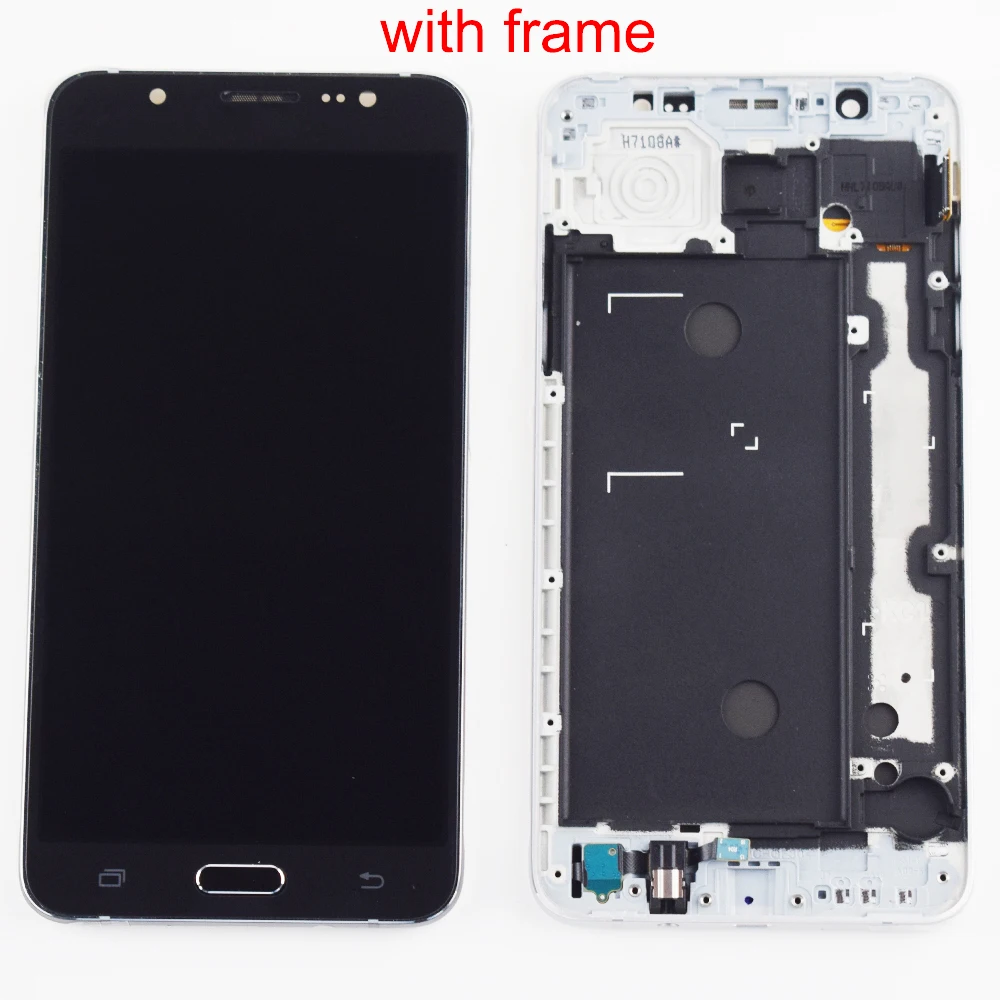 Дешево 5,5 для samsung Galaxy J7 2016 lcd J710 lcd J710F lcd J710M J710MN J710H lcd дисплей кодирующий преобразователь сенсорного экрана в сборе с рамкой