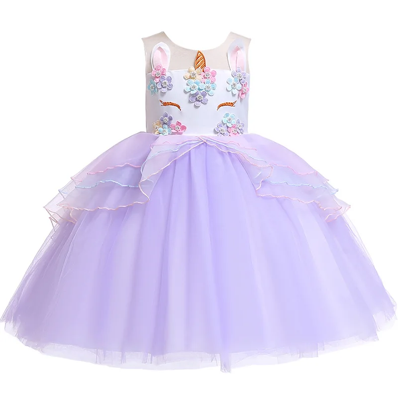 

Unicorn Dress for Girls Clothes Child Baby Holiday Carnival Party Prom Dress Girl Summer Crown Cute Candy Princess Dresses