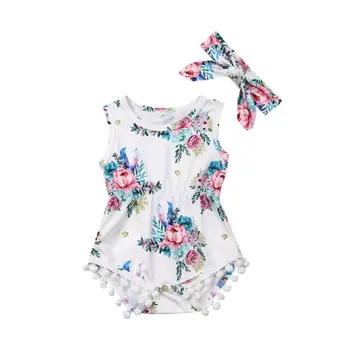 

Summer Newborn Girls Clothes Floral Romper Tassel Jumpsuit Outfits Clothes