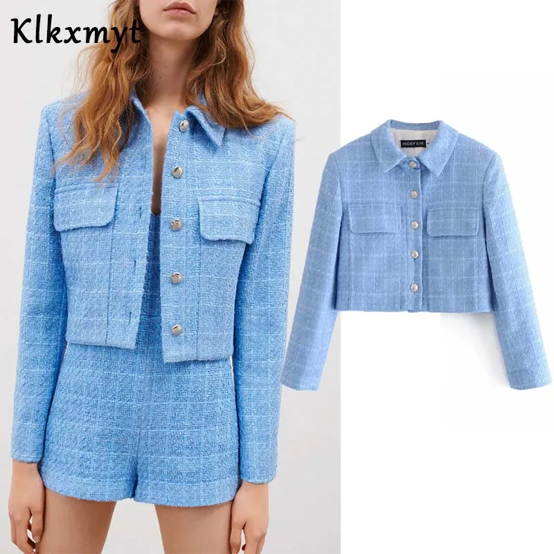 cropped blue blazer