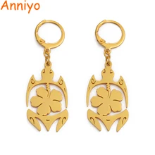 Anniyo Hawaii Черепаха Цветок серьги для женщин Девушка Золото Цвет Нержавеющая сталь черепаха Гуам Кирибати ювелирные изделия#117621