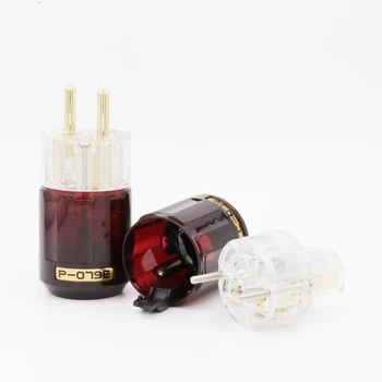 

One Pair 24k Gold-Plated P-079E Schuko EU Plug+C-079 IEC Female Connector For Audio DIY