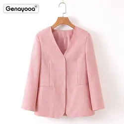 Genayooa офисный Блейзер, женский пиджак женские s куртки и пальто 2019 женские блейзеры и куртки с v-образным вырезом розовая куртка женская