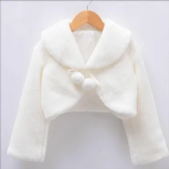 

High Quality New Arrival Cute Girls Jackets and Coats Winter Warm Outerwear Faux Fur Long Sleeves Kids Baby Fashion Bolero