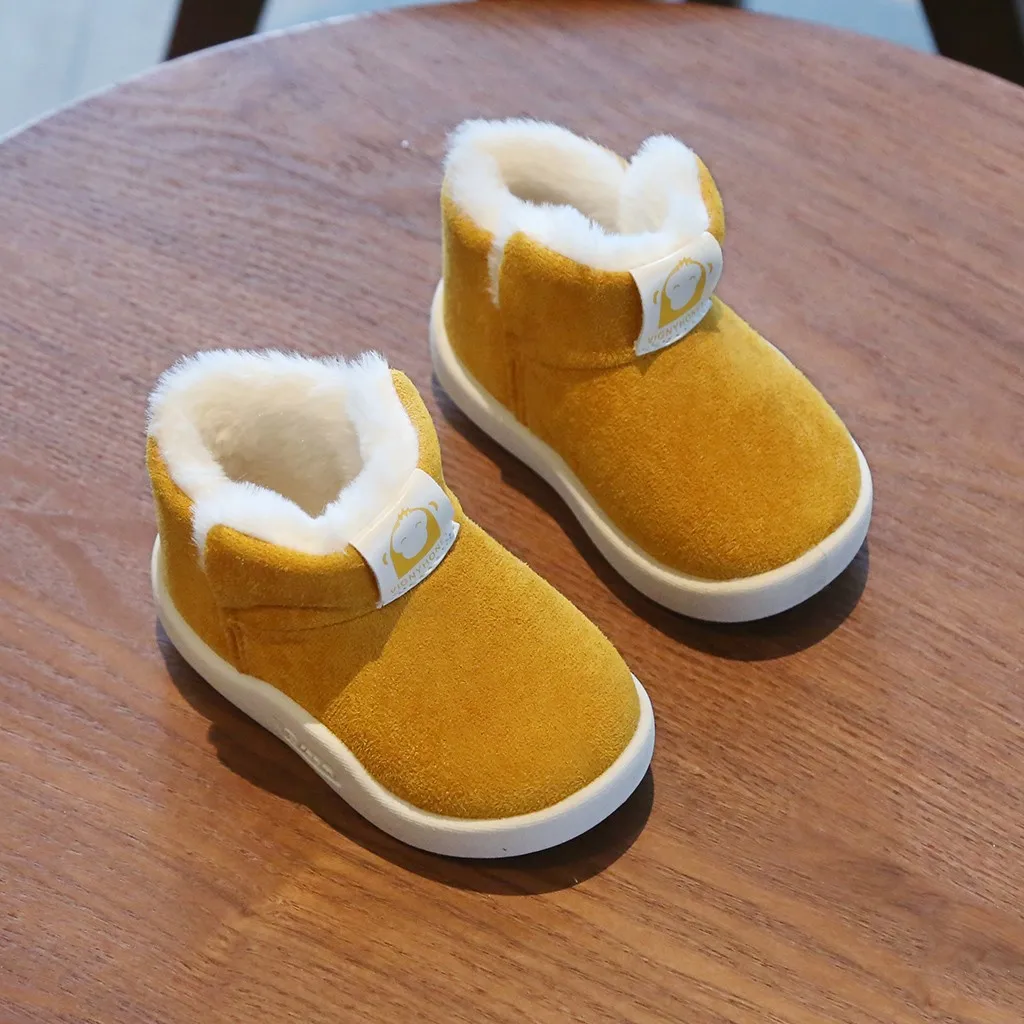 Модная одежда для малышей; обувь для маленьких мальчиков и девочек; короткие однотонные зимние теплые короткие ботинки с рисунком; ботиночки; детская обувь