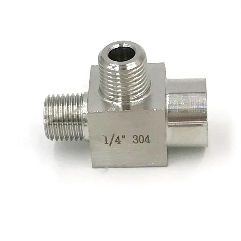 

1/4" 1/2" BSP Male x Male x Female Thread 304 Stainless Steel Tee Type 3 Way High Pressure Resistant Pipe Fitting Connector