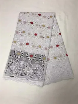

Hot sale cotton material Swiss voile cloth African embroidery cotton lace fabric for evening dress WFC1(5yards/pc)multi color