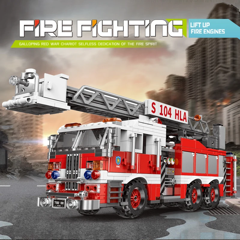 

City Series The Airport Fire Truck Building Blocks Bricks Kids Toys Car Model Birthday Christmas Gifts