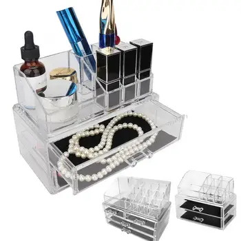 

Nail Art Decorations Multi-Functional Transparent Acrylic Nail Art Makeup Storage Case Organizer Storage Box Rhinestones