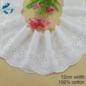 

12cm wide 100% Cotton embroidery lace sewing ribbon guipure trim wedding decoration DIY dolls colthes Accessories lace #4174