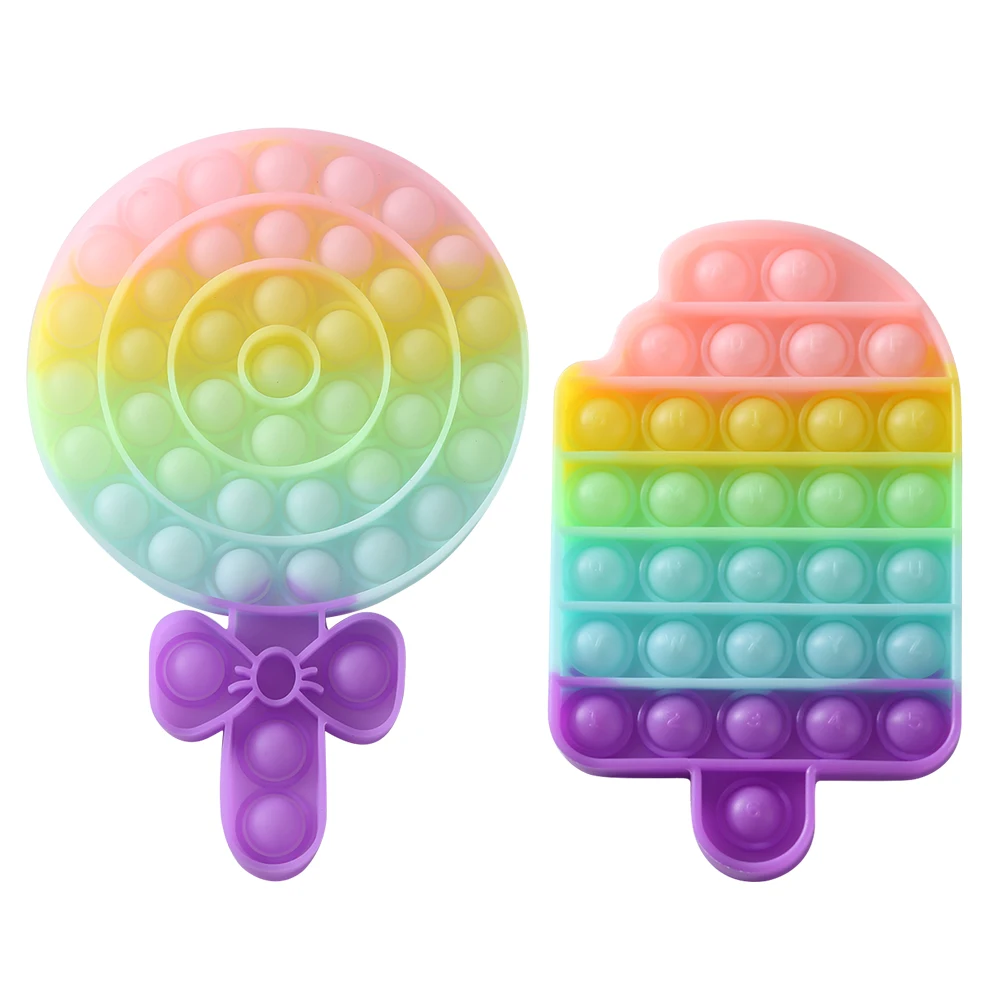 Verplaatsing Articulatie Smeren Zintuiglijke Speelgoed Autisme Speciale Stress Reliever Lollipop  Zintuiglijke Speelgoed Squeeze Regenboog Patroon Siliconen  Herbruikbare|Knijpspeelgoed| - AliExpress