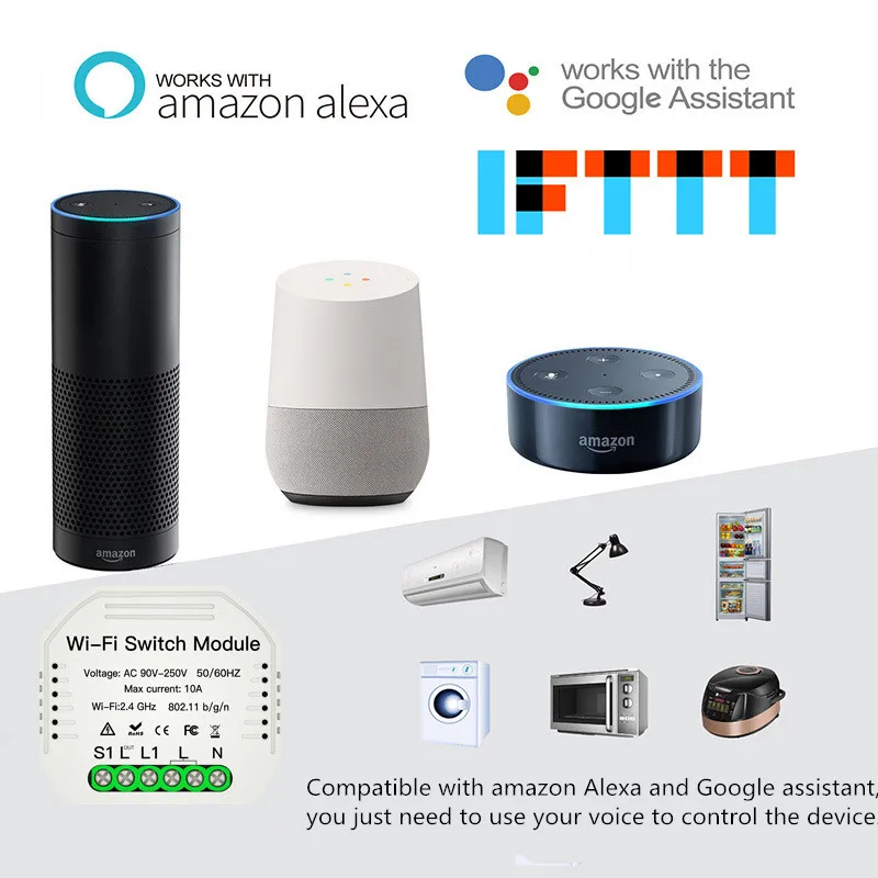 Smart Light Wifi Switch module Smart Life Tuya Switch Smart Home Breaker Module Alexa Amazon google home home automation