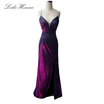 

New Evening Dress Sling Starry Robes 2019 Bare Shoulders Sleeveless Women's Party Dress Elegant Formal Evening Dress UK-25404-1