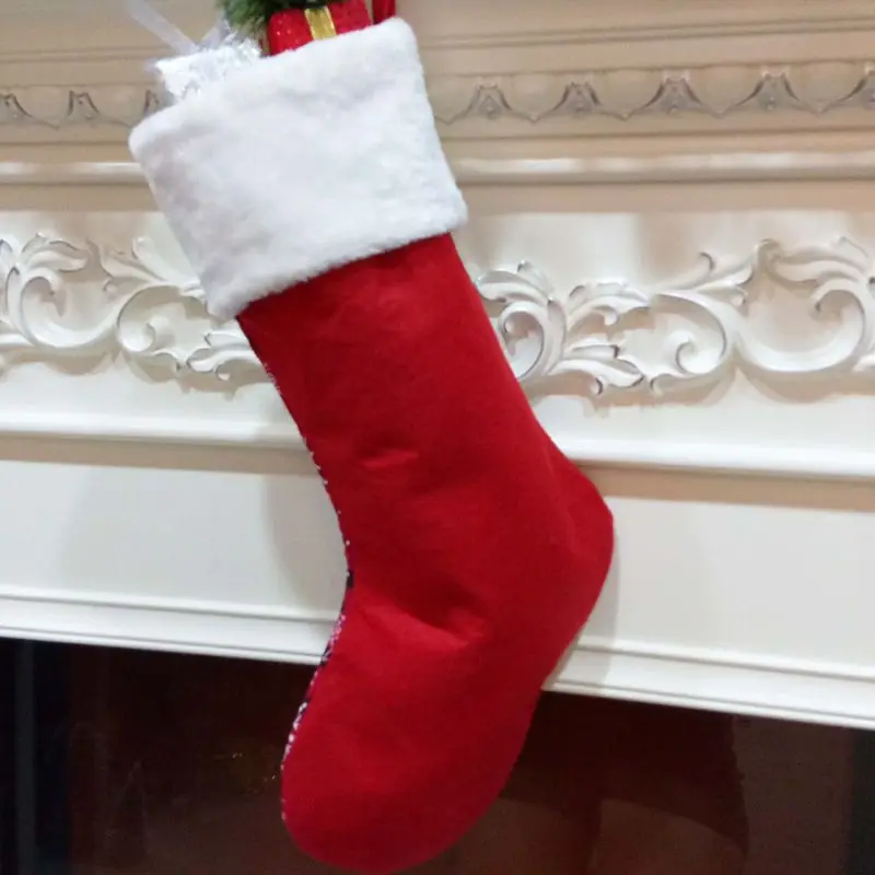 Christmas Stockings Mini Sock Snowflake Xmas Tree Candy Gift Bag Hanging Pendant 6XDD