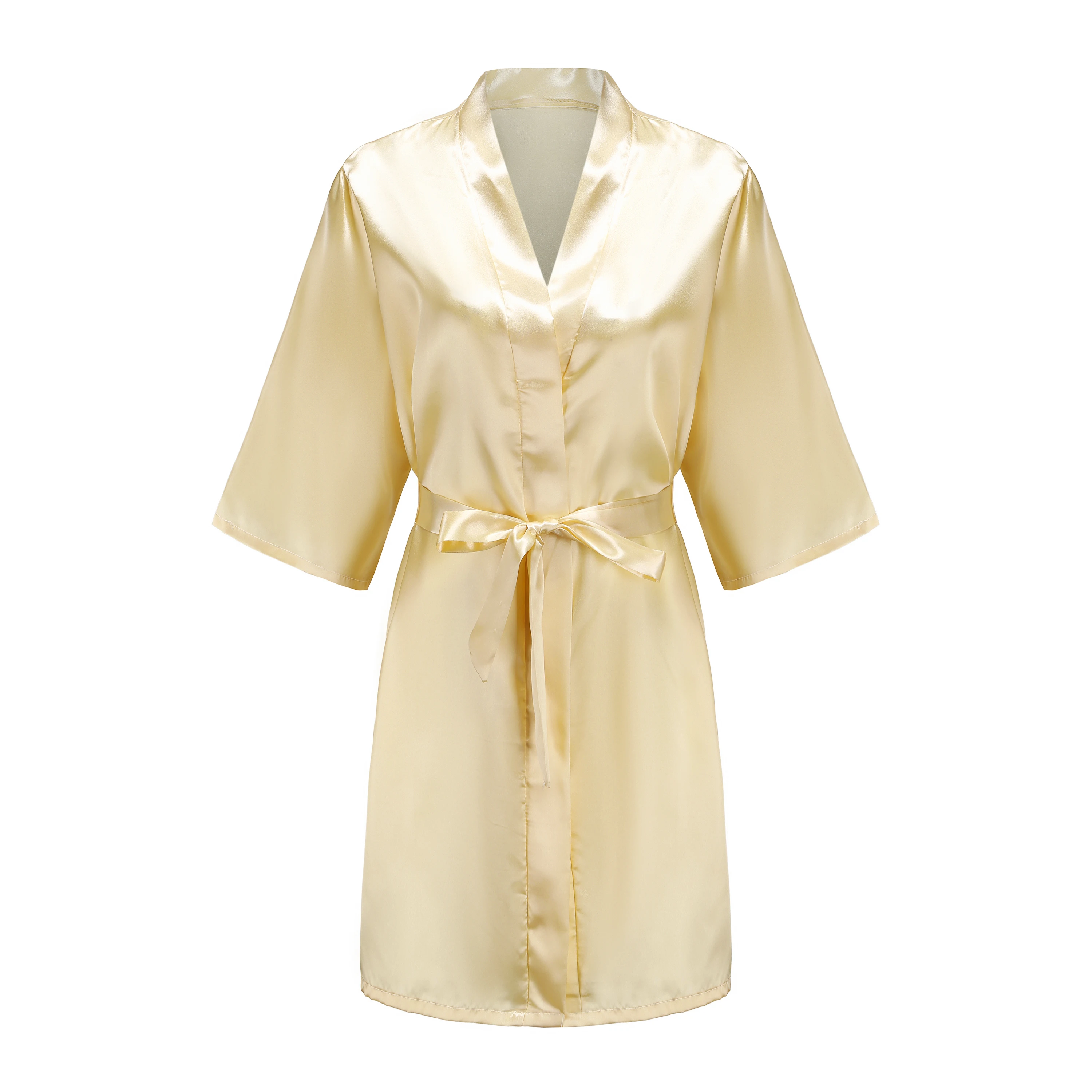Satin Robe Female Intimate Lingerie Sleepwear Silky Bridal Wedding Gift Casual Kimono Bathrobe Gown Nightgown Sexy Nightwear - 3