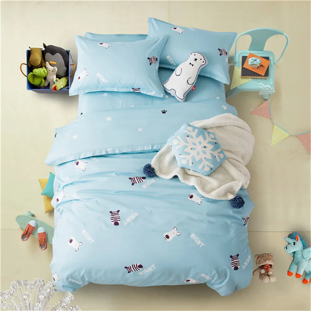 2019 комплект голубого постельного белья с рисунком зебры и медведя роскошное
