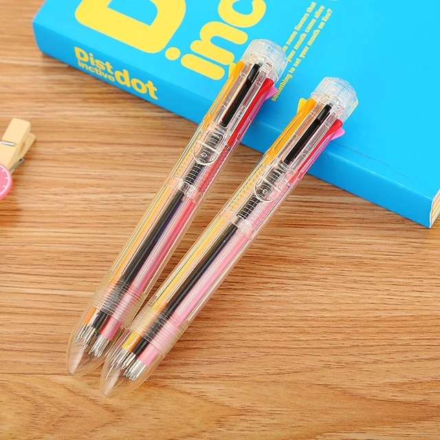 Hicarer 16 Pack Multicolor Pens 8-in-1 Retractable Ballpoint Pens 8 Colors Transparent Barrel Ballpoint Pen for Office School Supplies Students