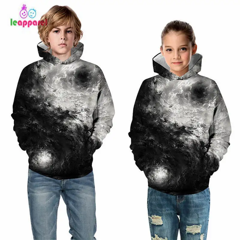 LEAPPAREL/Новинка; сезон осень-зима; детская толстовка с капюшоном для мальчиков и девочек; пуловер с капюшоном и длинными рукавами; детская толстовка