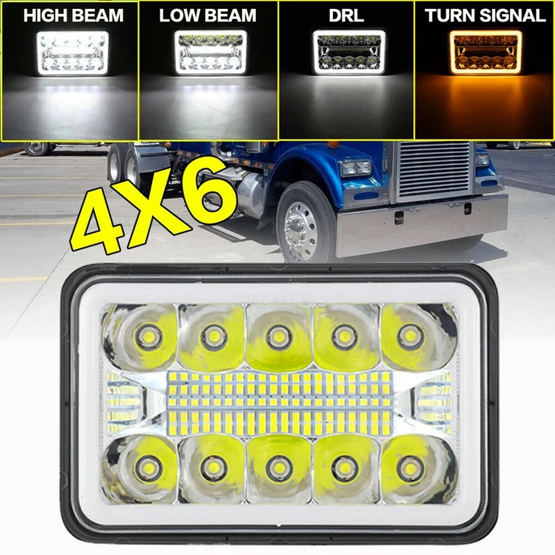 4inch X 6inch Led Drl Light Bulb Crystal Clear Sealed Beam Head Lamp Headlight 6X4 Truck | Автомобили и мотоциклы