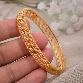

Can open 1pcs/Lot Dubai Gold Bangles Width Women Men Gold Bracelets African Bresslate Ethiopia Girls Bride Bangles Gift