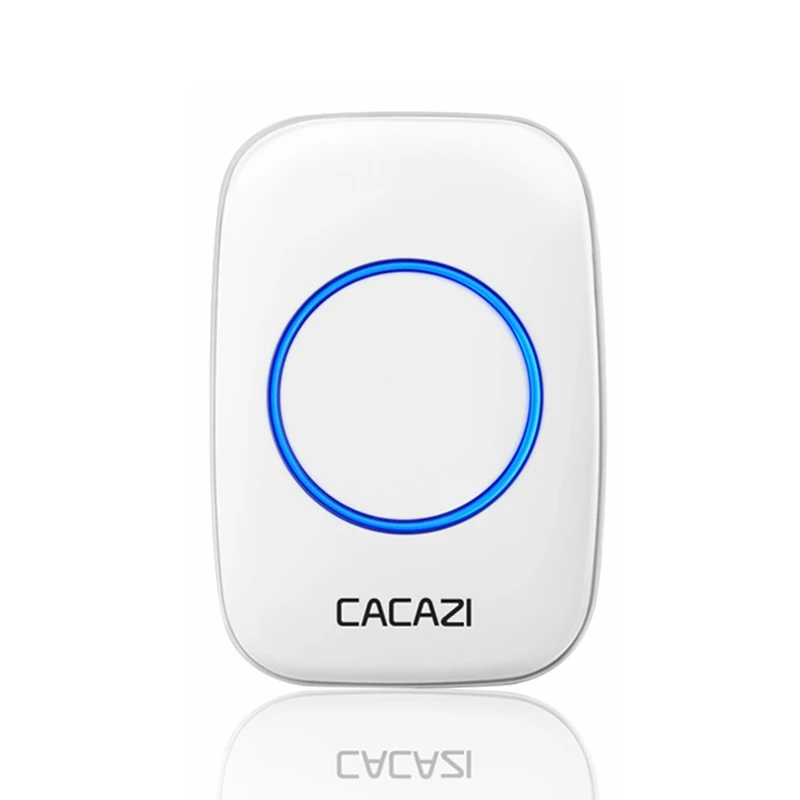 white receiver CACAZI беспроводной водонепроницаемый дверной звонок с питанием от аккумулятора постоянного тока 1 2 кнопки 1 2 3 приемника 300 м дистанционный беспроводной умный дверной звонок 36 колокольчиков - Цвет: white receiver