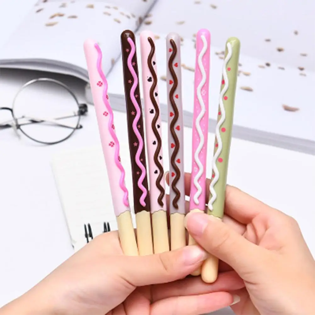 10 шт./лот 0,5 мм карамельный цвет милый 3D печенье Pocky Kawaii черный поставки гелевая ручка подпись школьные Чернила Канцелярские принадлежности P5A9