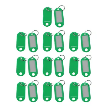 

20 Pcs Assorted Key ID Label Tags Split Ring Keyring Keychain (Green).