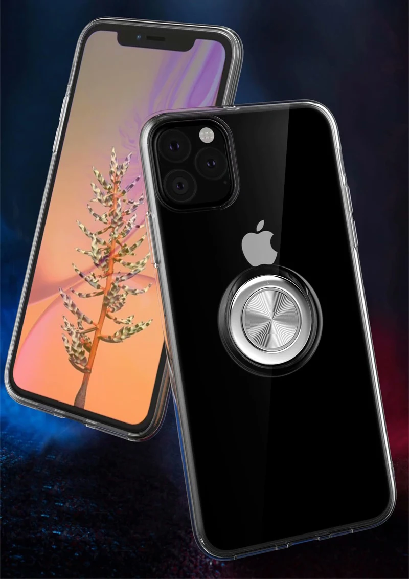 Для iPhone 11 XR XS Max кольцо держатель Стенд задняя крышка магнит прозрачные чехлы для iPhone XR XS Max 11 7 8 6s Plus Coque