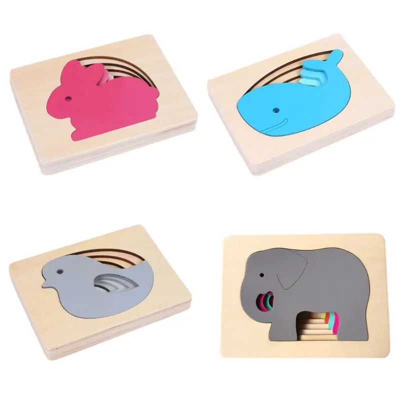 1 компл. Животные мультфильм 3D головоломка дети деревянные игрушки Разноцветные Пазлы детские игрушки Раннее детство обучающие средства 72XC