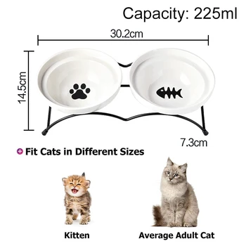 

Double Bowls Dogs Cats Feeder Pet Ceramic Bowl 2 in 1 Food/ Water Feeding Bowls With Iron Holder Pet Supplies