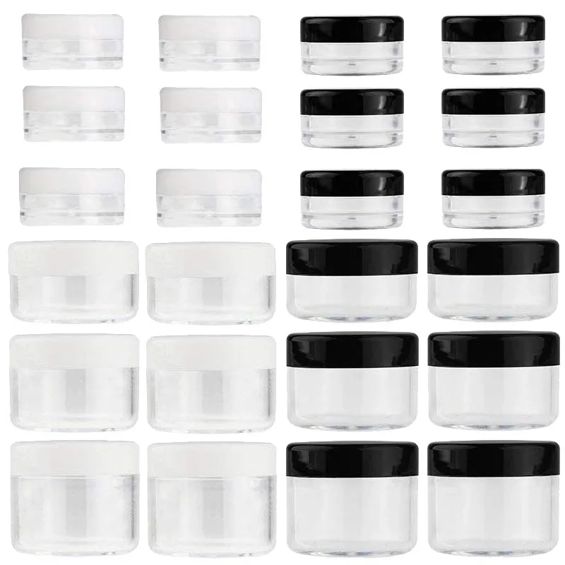 

300pcs Empty 2g 3g 5g 10g 15g 20g Plastic Jar Sample Bottle Eyeshadow Cream Makeup Cosmetic Pots Lip Balm Container Storage Box