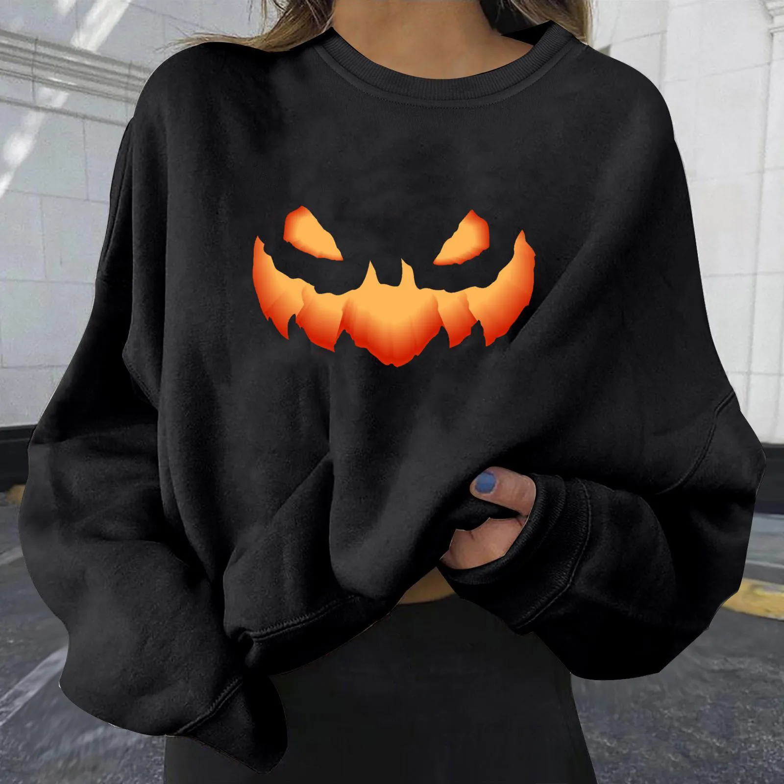 Sweater Halloween Fashion Black Women's Sweaters Halloween Long Sleeve Printed Ladies Sweatshirts Tops Woman 2021 Pull Femme 1
