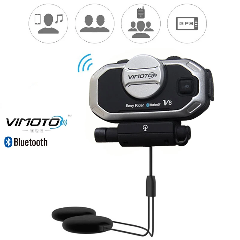 Bluetooth гарнитура для шлема Easy Rider vimoto V8 мотоцикла стереонаушники телефона и GPS 2