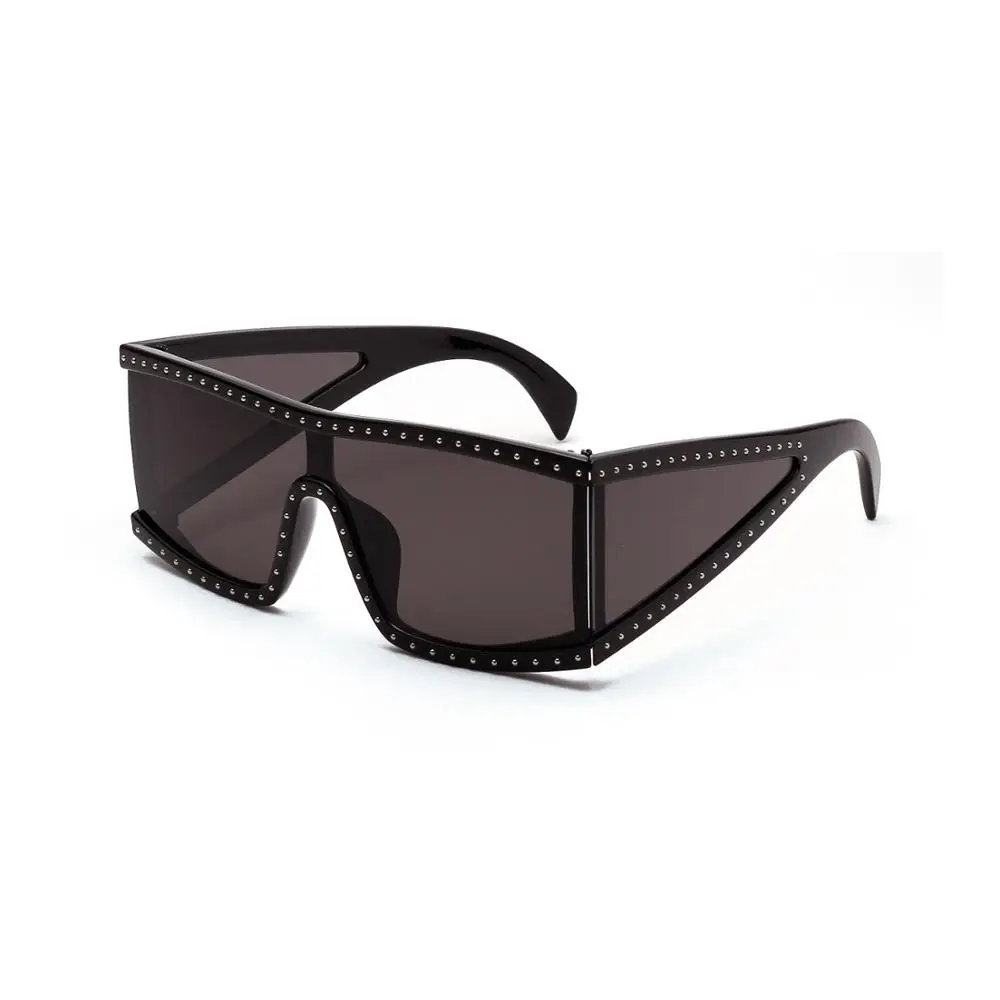 Black Gray Kingswit новые негабаритные солнцезащитные очки квадратная Большая рама крутые Солнцезащитные очки женские коричневые прозрачные очки градиентные тени UV400 - Цвет линз: Black Gray