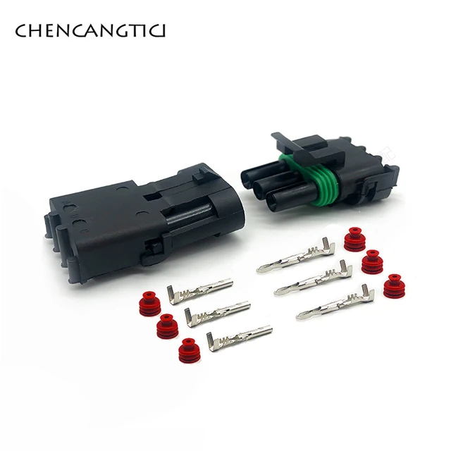 1 Set 3 Pin Delphi Haltech MAP TPS Waterproof Automotive Wire Connector  Plug Female Male Socket
