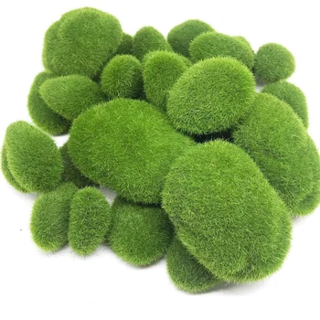 

30PCS 3 Size Artificial Moss Rocks Decorative, Green Moss Balls,for Floral Arrangements Gardens and Crafting