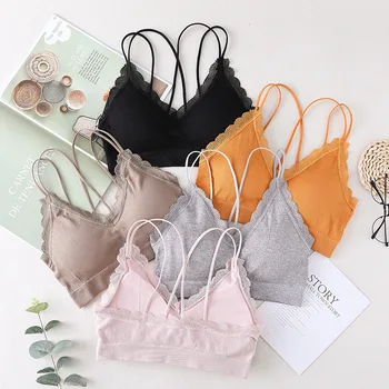 

Seamless Lace Thread Beautiful Back Wrapped Chest Tube Top One-piece Cup Cross Sling Base Underwear Summer Soutien Gorge Bandeau