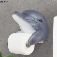 Держатель для туалетной бумаги в виде дельфина из смолы, большая акула, держатель для туалетной бумаги, водонепроницаемый настенный держатель, креативная коробка для салфеток