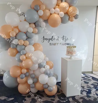 

118pcs Balloons Arch Baby Shower Latex 5-18inch Balloon Garland Memorial Day Decorations Blush Grey Anniversary Party Decor