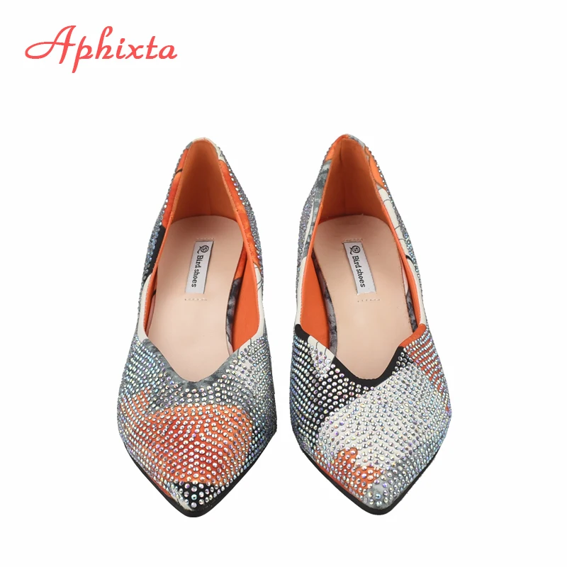 Aphixta/ г. Новые женские туфли-лодочки на каблуке 5 см с кристаллами официальная женская модельная обувь с острым носком на тонком каблуке свадебные туфли элегантные туфли-лодочки