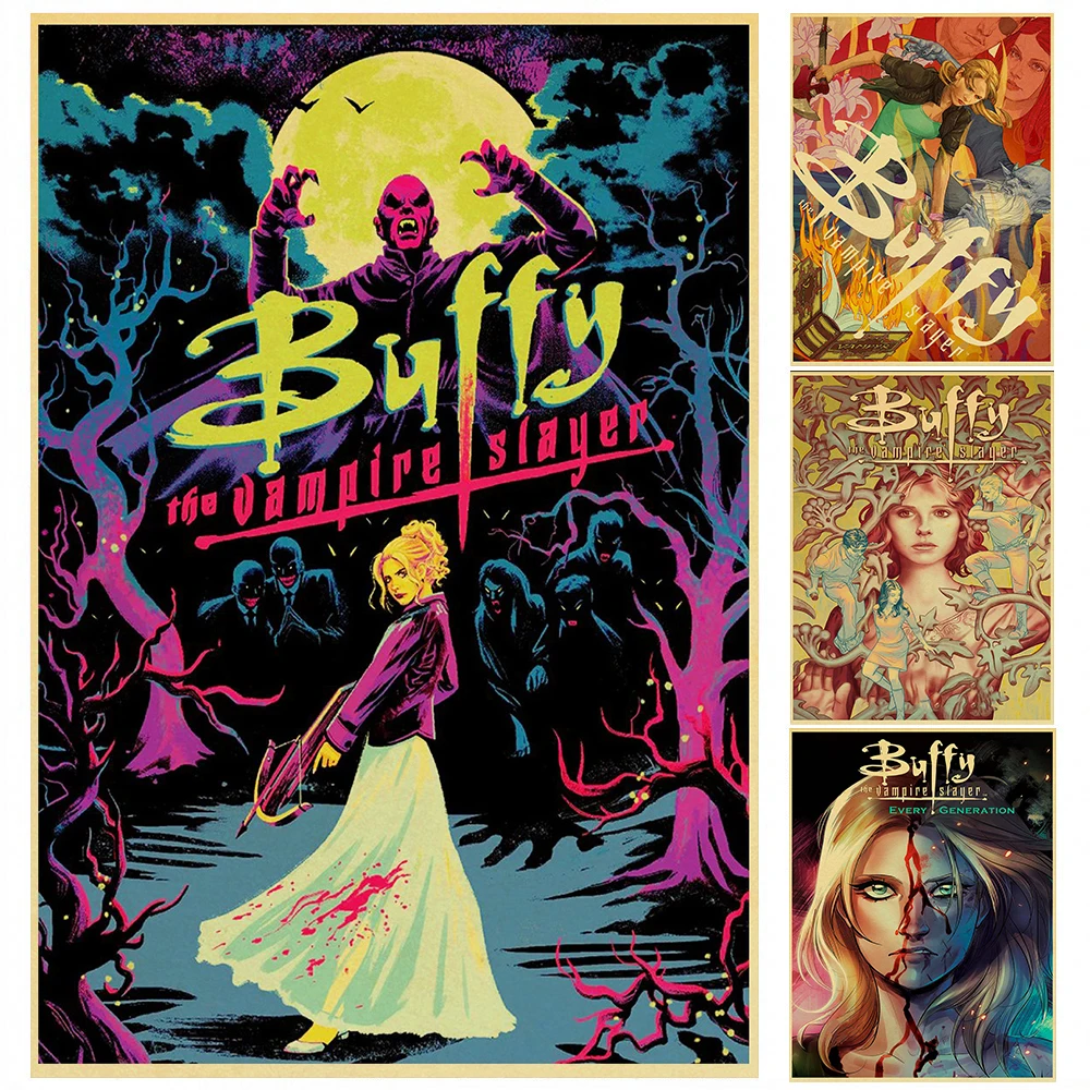 Винтажный постер из крафт-бумаги в стиле мультфильма рассекающий вампира | Дом и