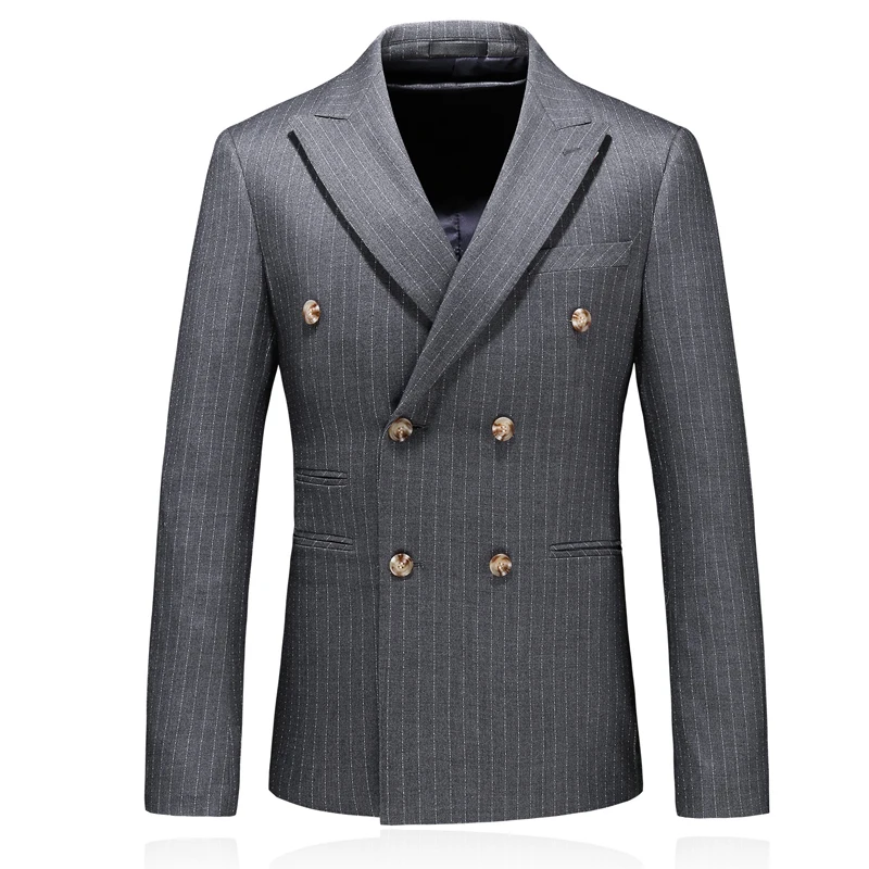 

fashion autumn striped double breasted wool business blazer for men 2019 new men blazer printed plus size 5xl