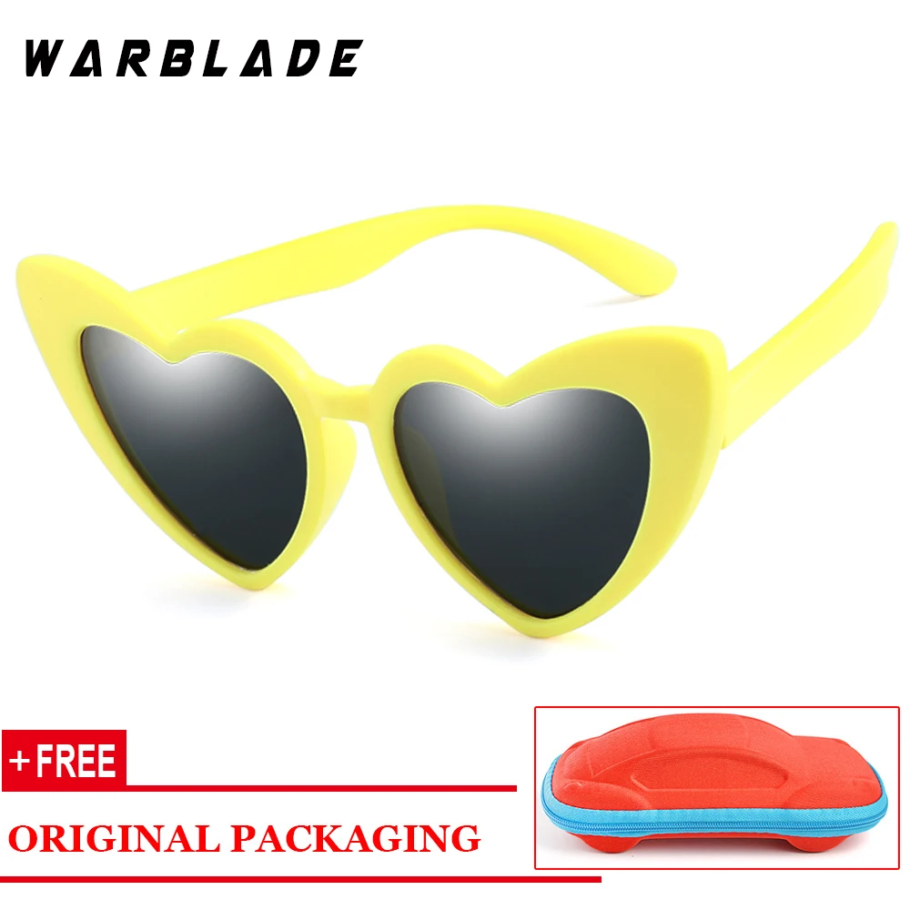 WarBLade Симпатичные Любовь Сердце очки детские для мальчиков и девочек Солнцезащитные очки Гибкая мягкая резина очки детские солнцезащитные затененные очки - Цвет линз: yellow gray R