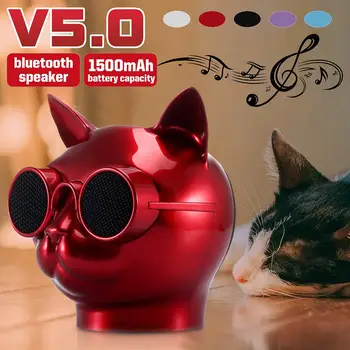 

Cute Cat Shape Speaker bluetooth V5.0+EDR Rechargeable HIFI Stereo Sound Music Player Built-in Microphone 1500mAh 5 Colors
