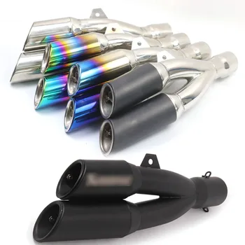 

51MM Inner Motorcycle Ak Exhaust Pipe Double Exit Stainless Steel Universal Motorcycle Exhaust Muffler Pipe With DB Killer